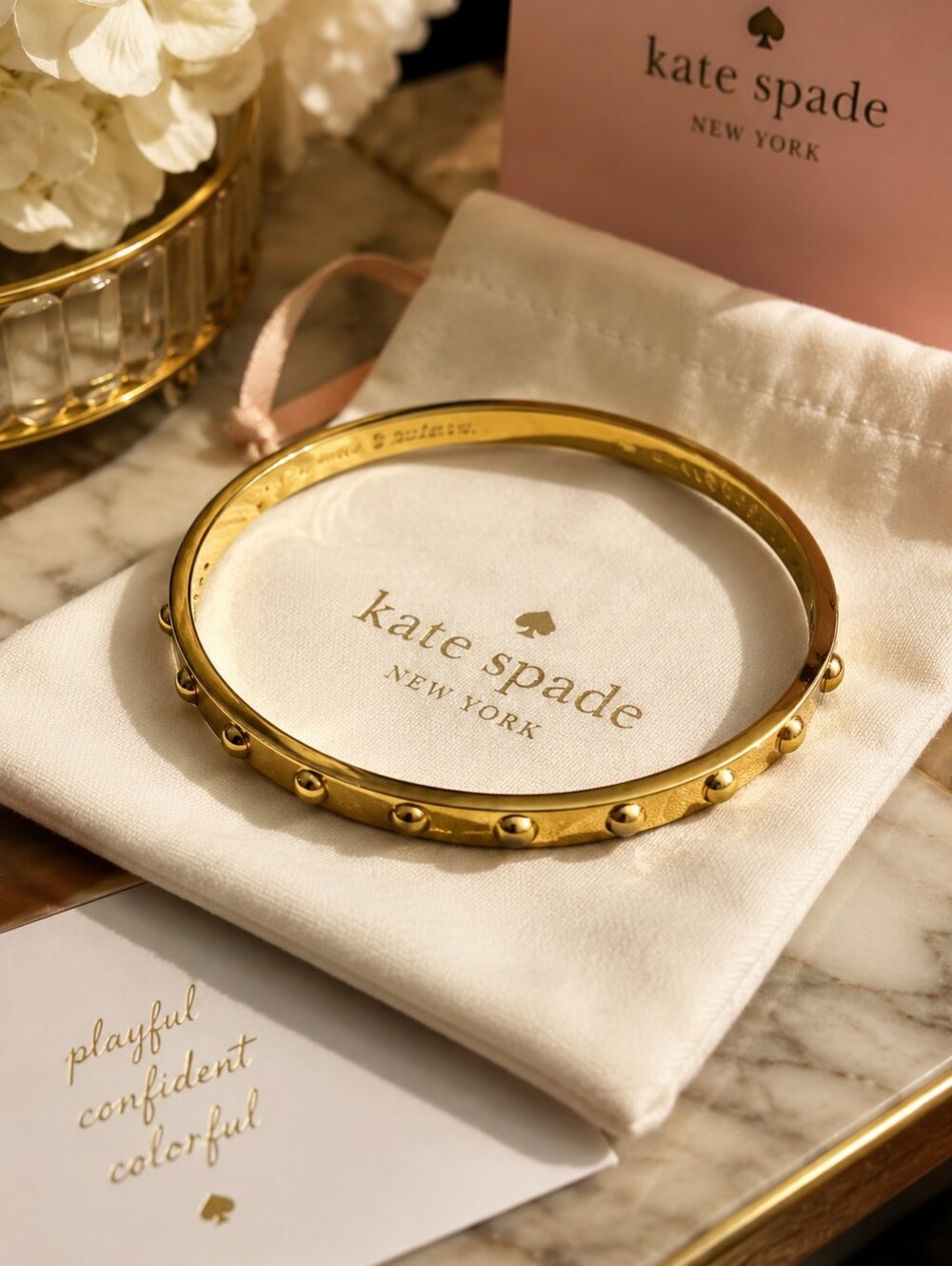 Kate Spade New York Rose Gold Studded Ball Bangle Bracelet - Picture 1 of 7